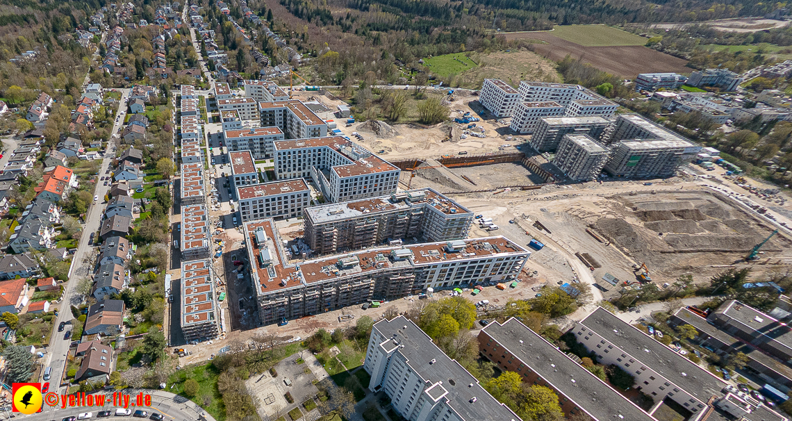 21.04.2023 - Luftbilder von der Baustelle Alexisquartier und Pandion Verde in Neuperlach